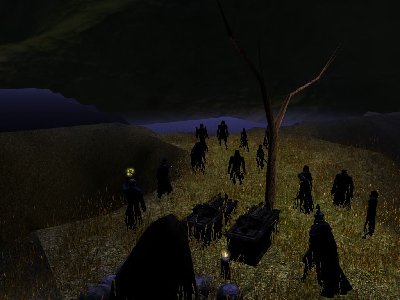 Mohyla nad Isilem, po setmění.